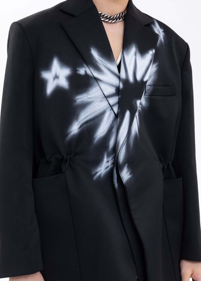 we11done WAIST STRING STAR PRINT JACKET - BLACK | Garmentory