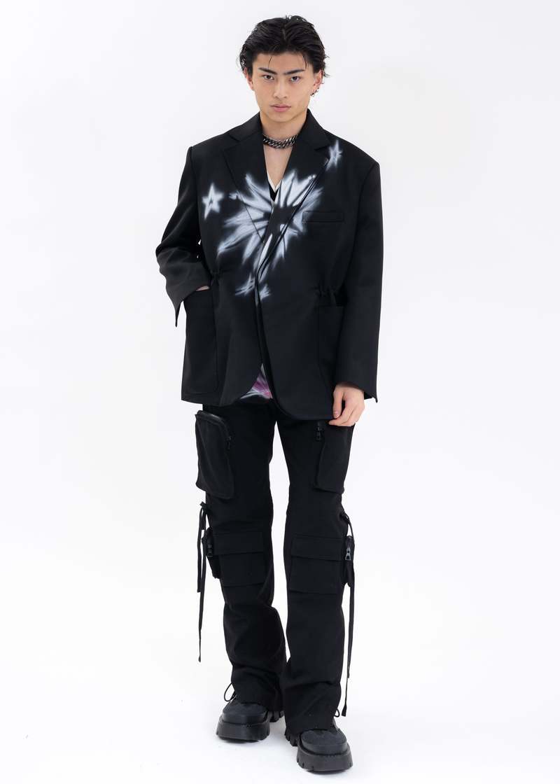we11done WAIST STRING STAR PRINT JACKET - BLACK | Garmentory
