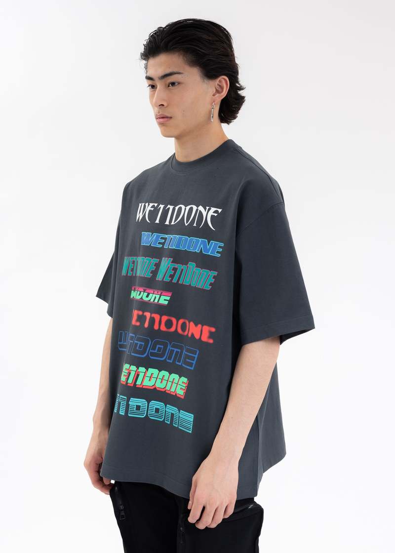 Tシャツ・カットソー We11Done Charcoal cotton t-shirt (WDTT123793UCH CHARCOAL) Pre-Order] We11done Multi Logo Tee Charcoal – HYPECITY