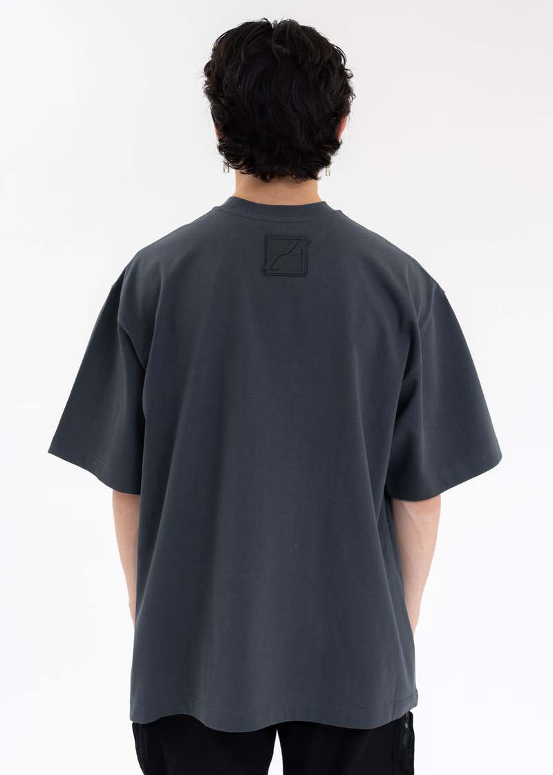Tシャツ・カットソー We11Done Charcoal cotton t-shirt (WDTT123793UCH CHARCOAL) We11done Charcoal Front Logo T-shirt | UJNG