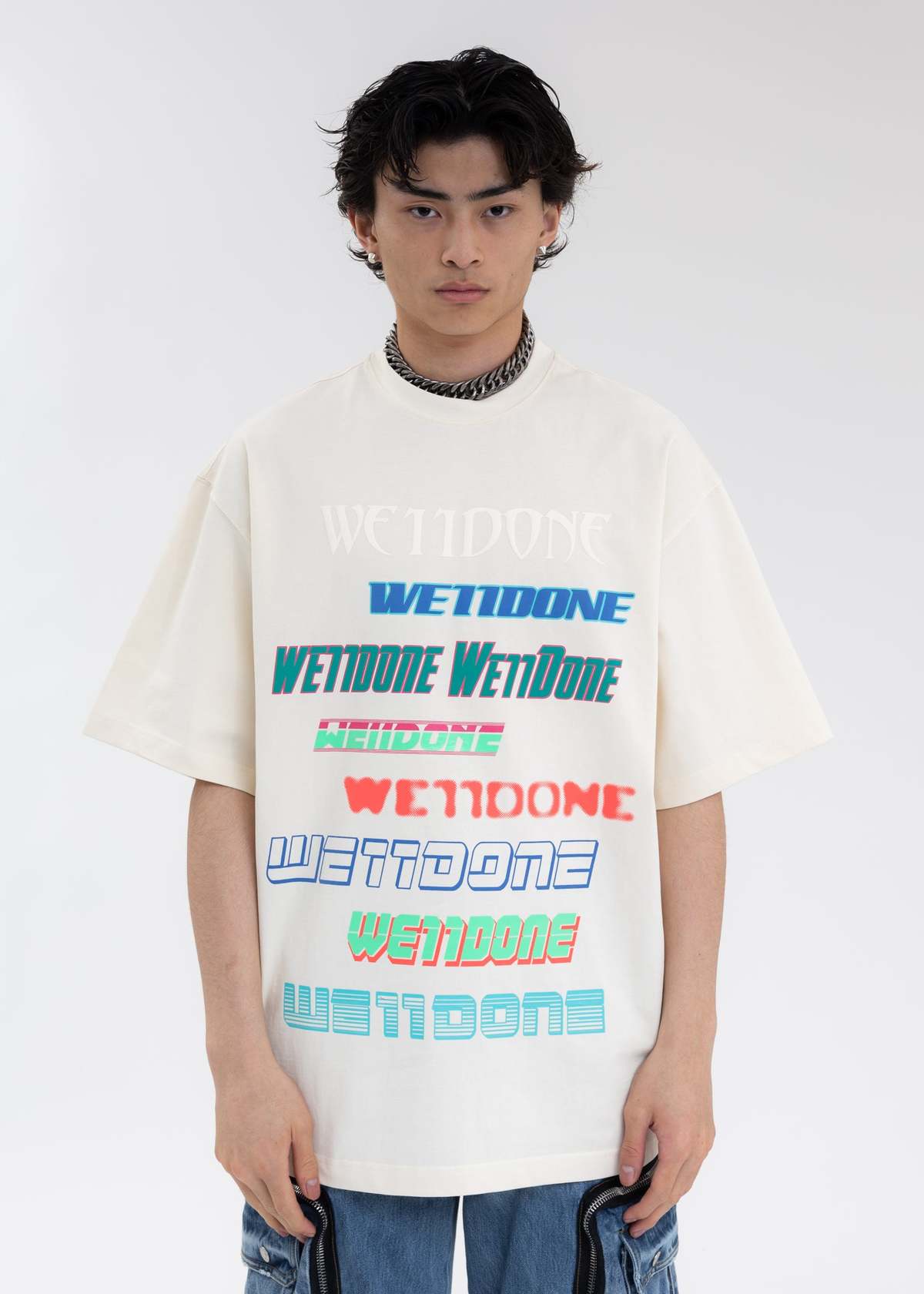 WE11DONE MULTI LOGO T SHIRT - IVORY | Garmentory