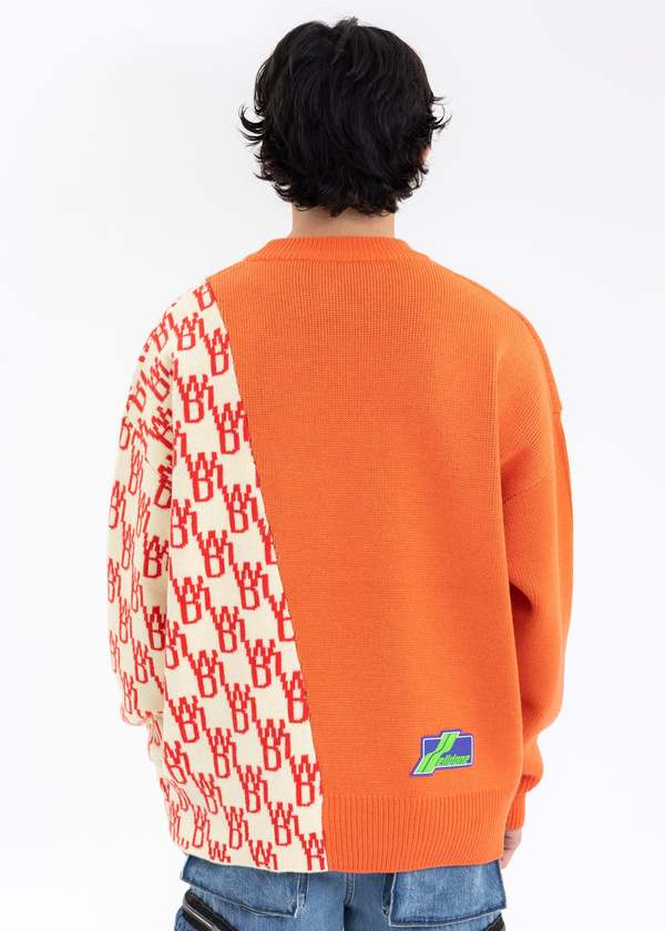 we11done WD1 GRAPHIC MIX LOGO SWEATER - ORANGE | Garmentory