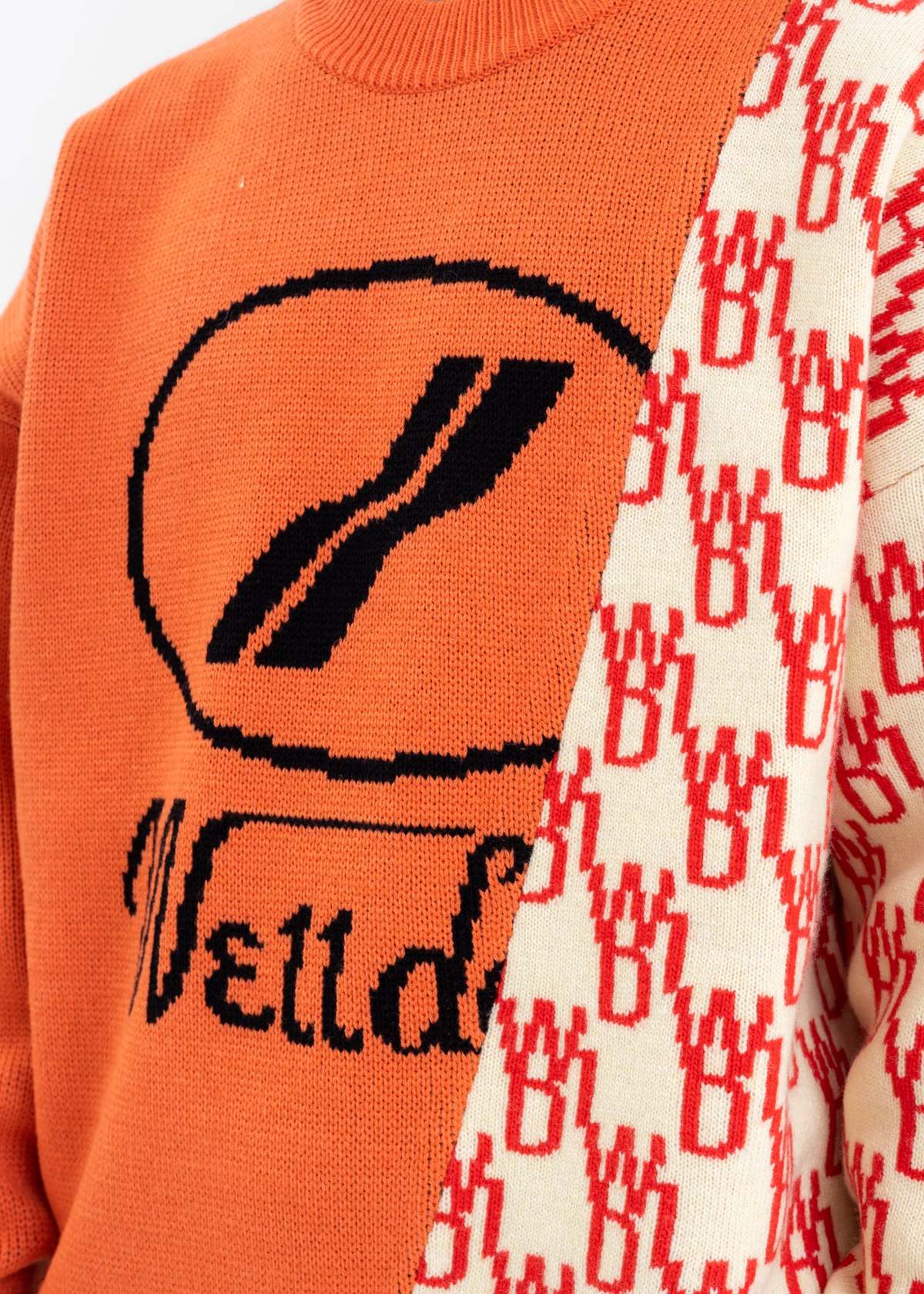 we11done WD1 GRAPHIC MIX LOGO SWEATER - ORANGE | Garmentory