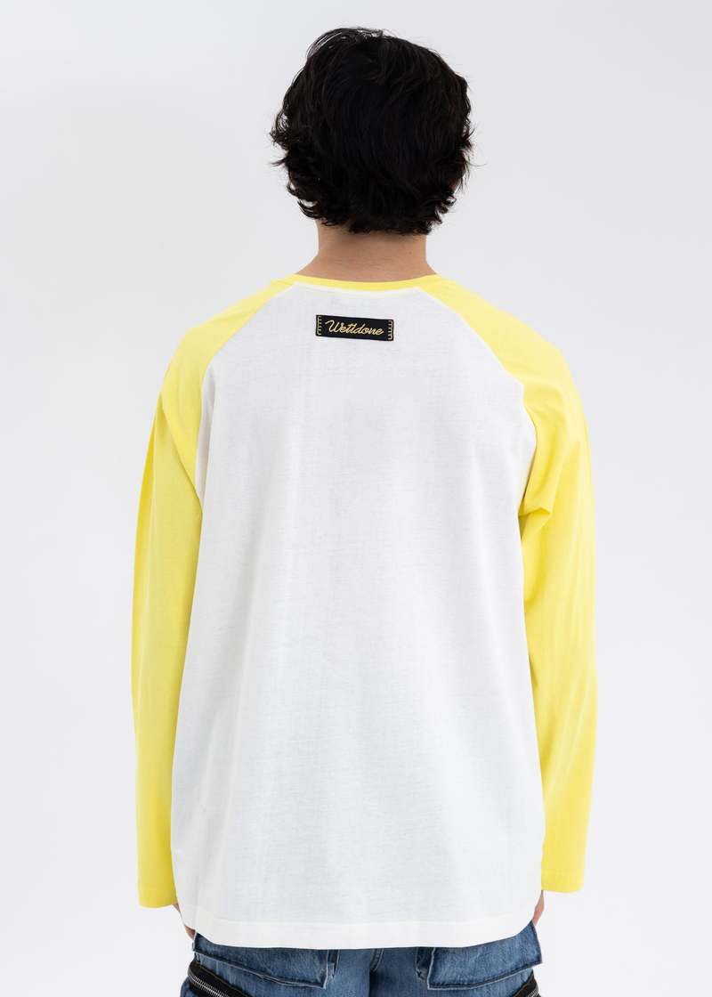 we11done Monster Long Sleeve Raglan Shirt - Yellow/White