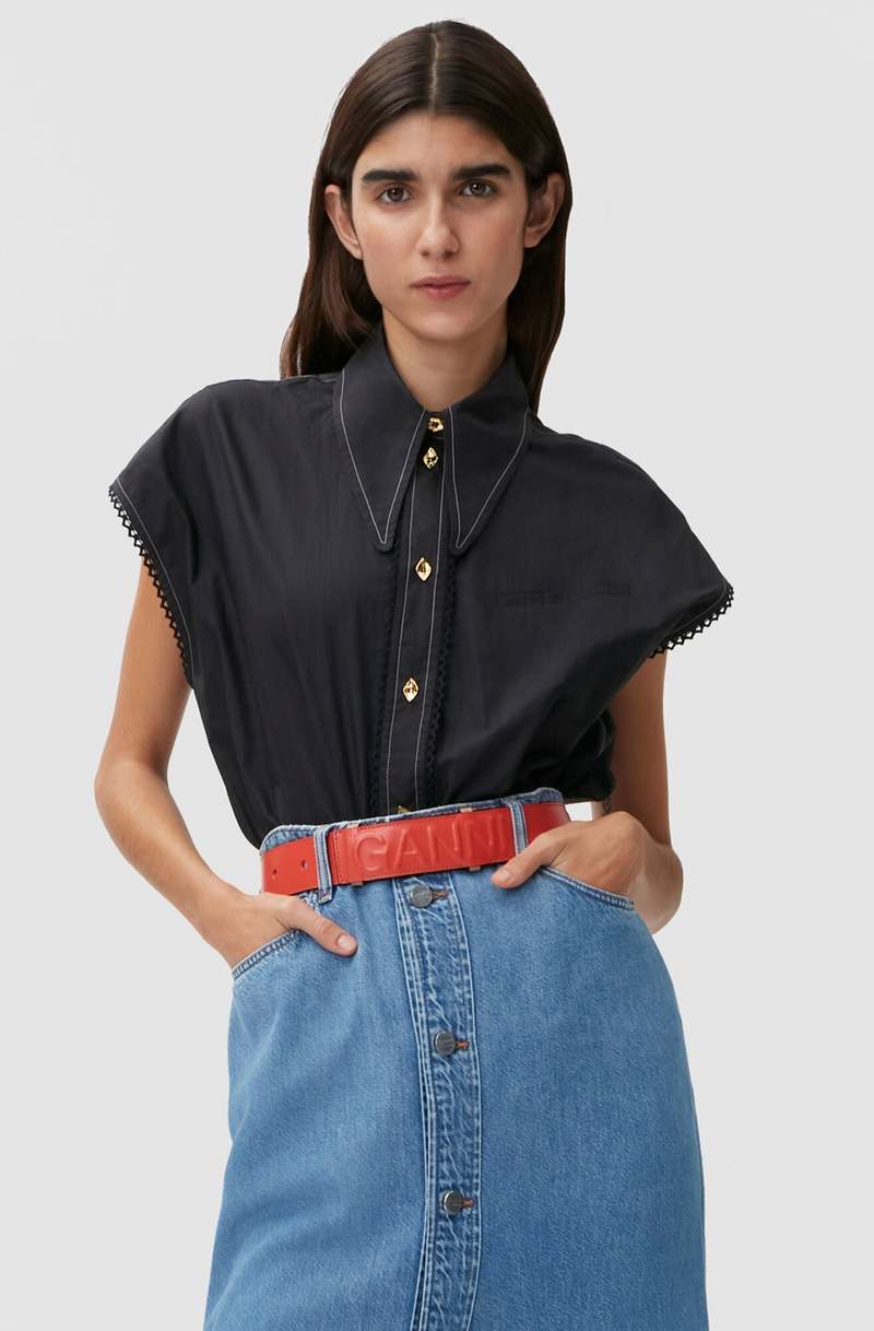 GANNI 半袖トップス Ganni COTTON POPLIN DIAMOND SLEEVELESS TOP | Garmentory