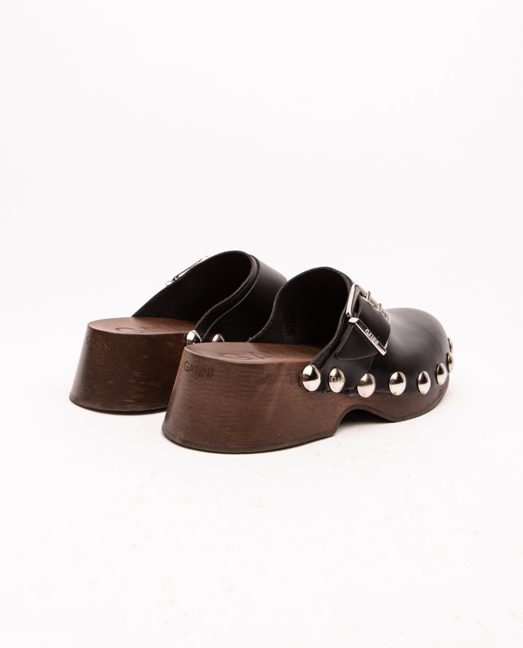 Clogs Gilli Ganni Studded Leather Clogs - Black | Garmentory
