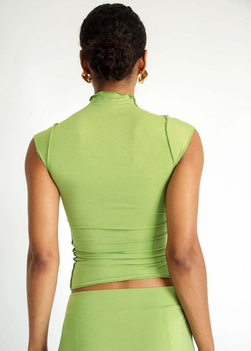 The Line By K Reese Mock Neck Top - Apple Green