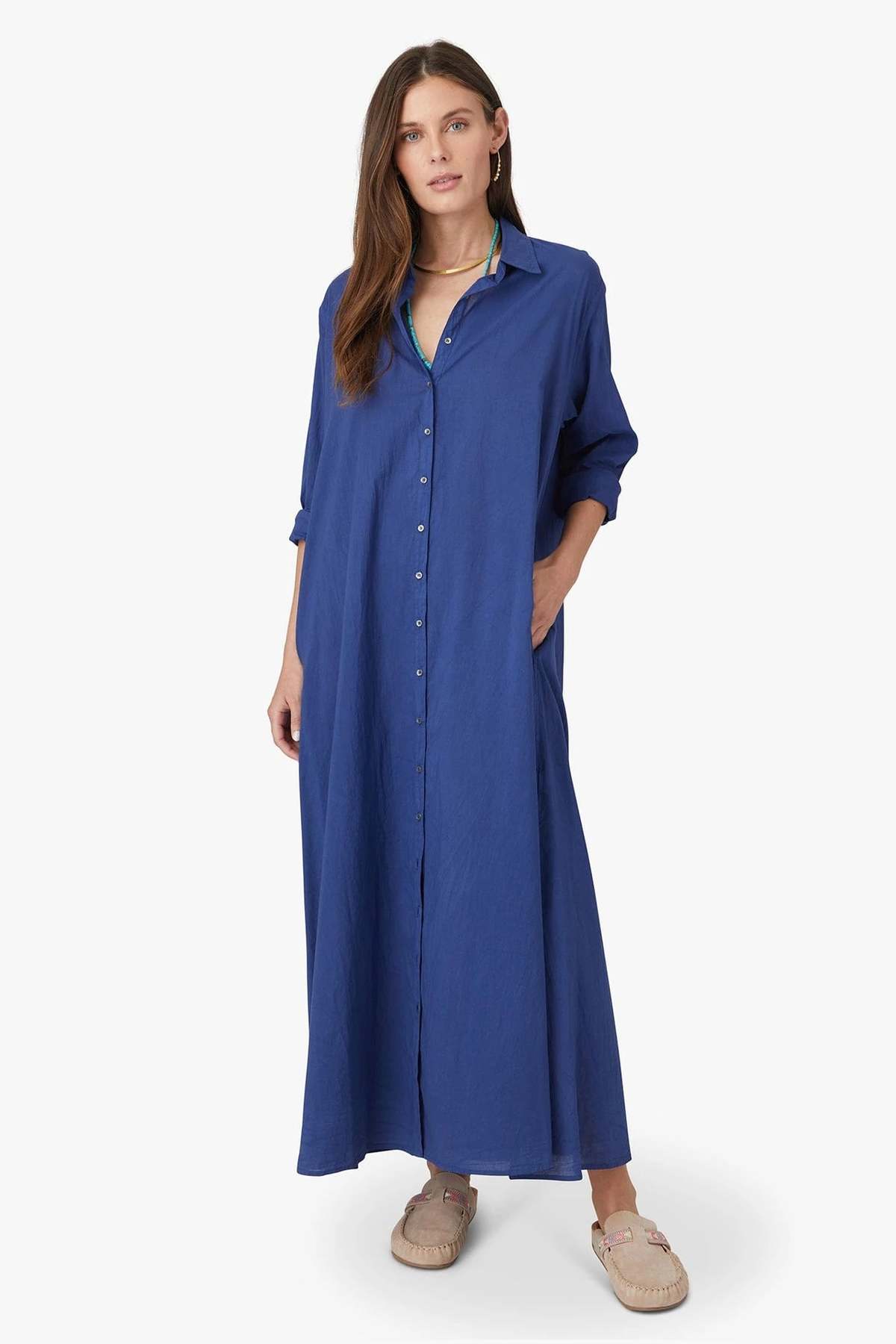 chinese dress ladies High Neck Lace Dress-Blue