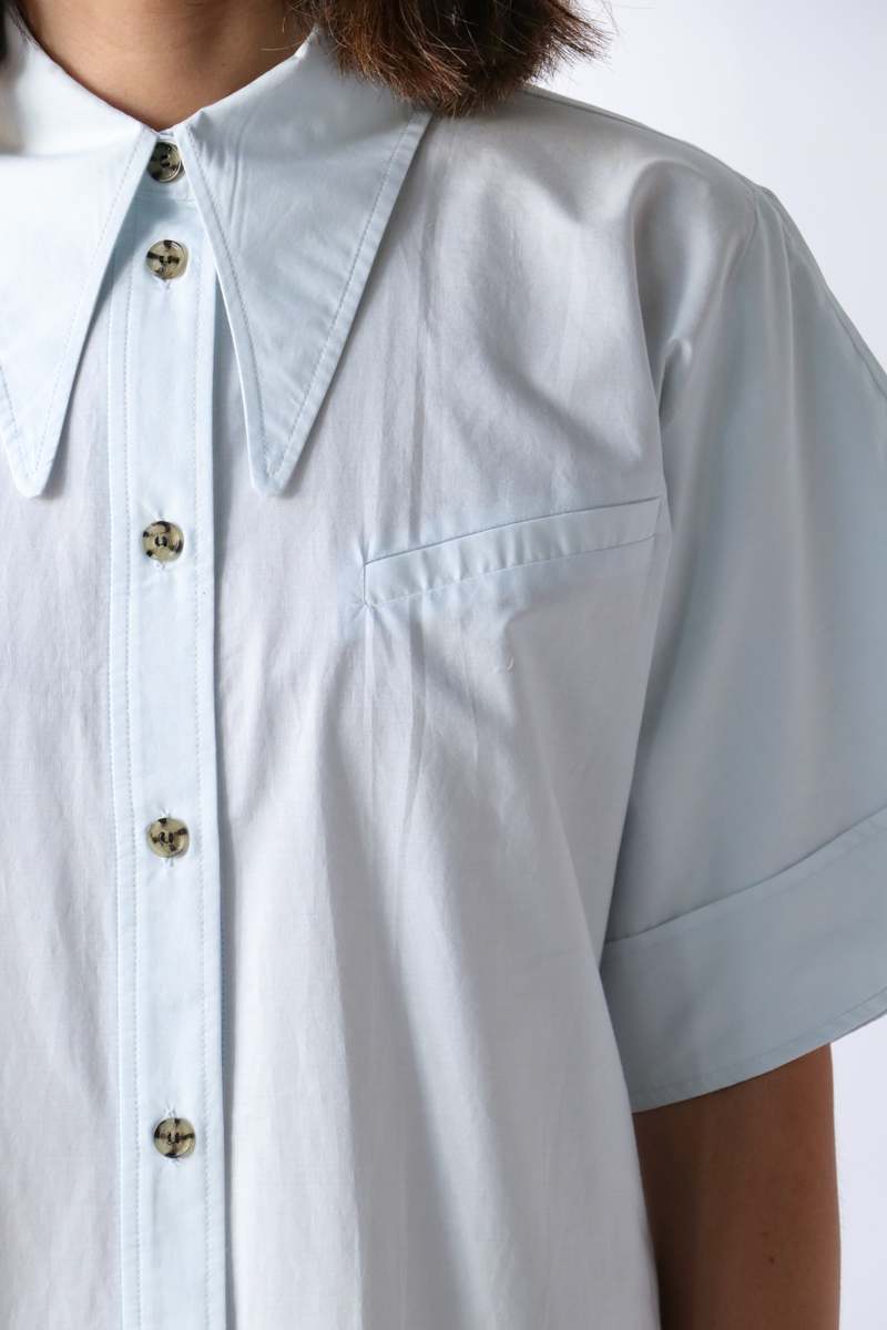 ganni broderie anglaise dress blue Broderie Anglaise Denim Mini Dress Light Blue Stone – hvit tråd main image 1