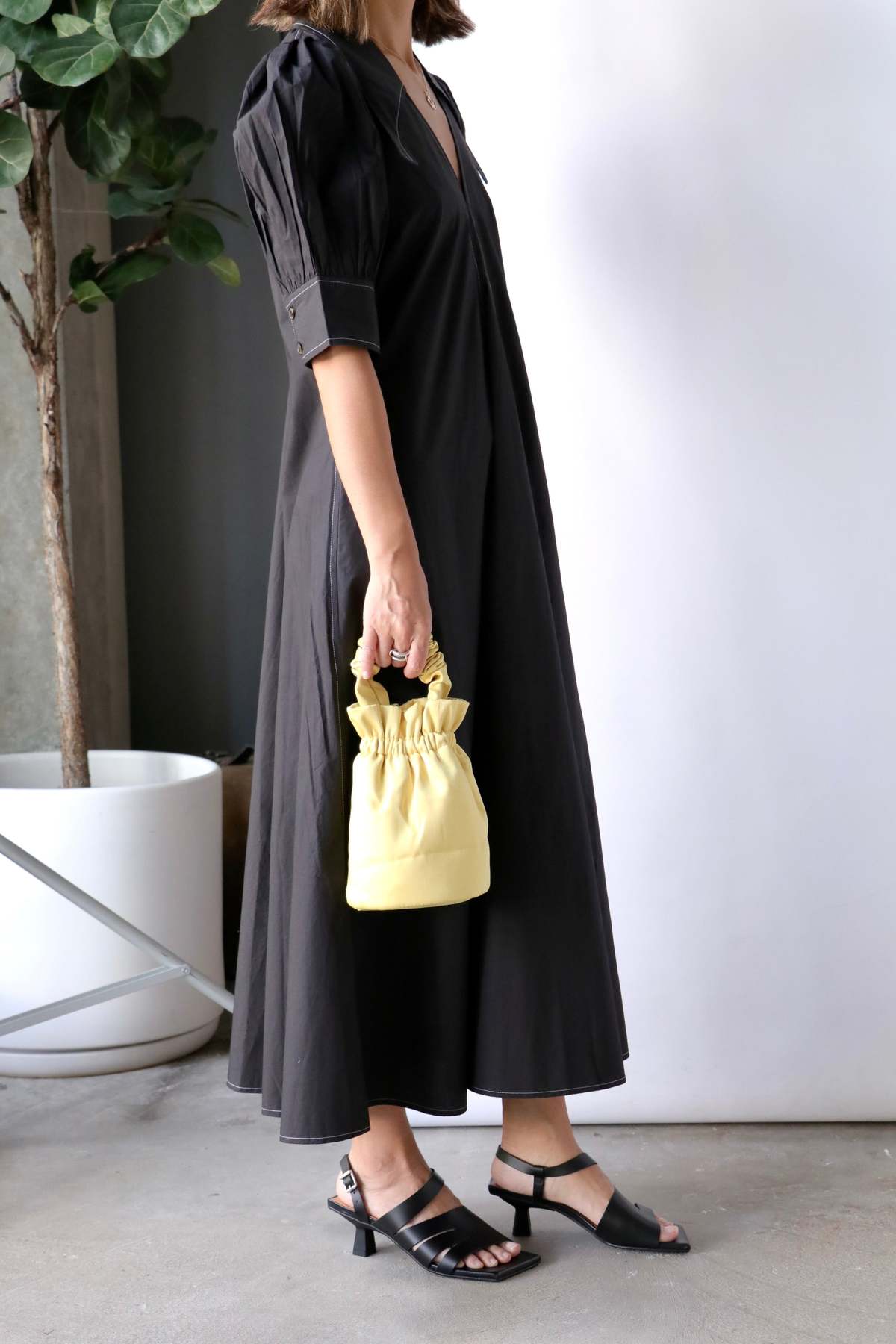 GANNI　Cotton Poplin Maxi Dress Ganni + Mixed Cotton Poplin Maxi Dress