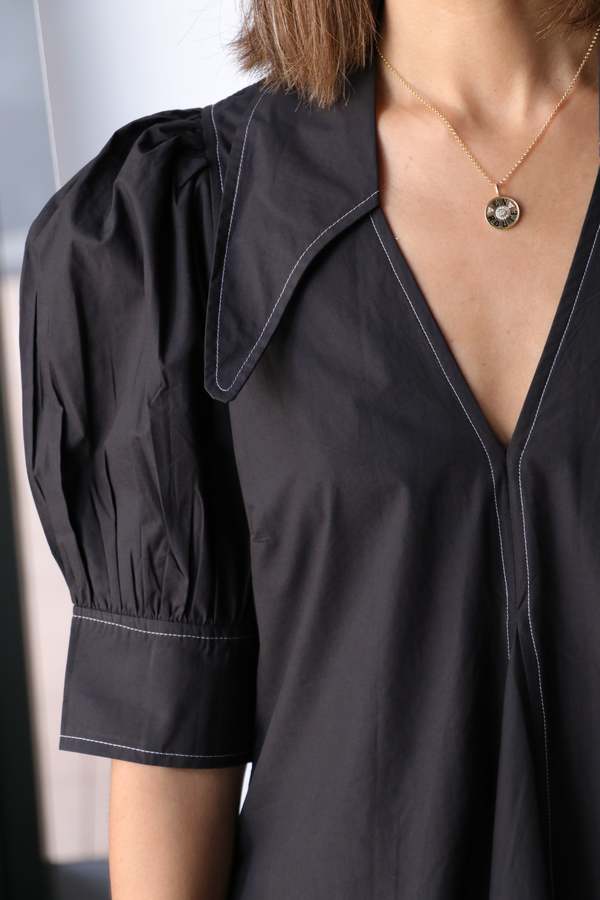 Ganni ■Cotton Poplin V-Neck Maxi Dress - Black 22503605_52509215_322.jpg