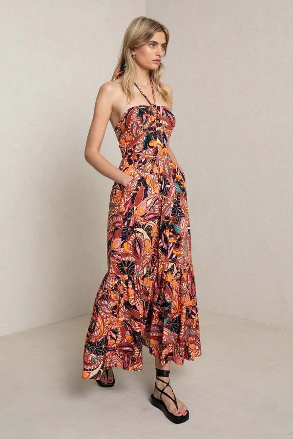 alc adelle halter dress A.L.C. - Russet Multi Abbigliamento da Donna
