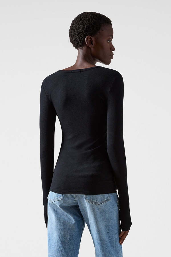 ATM Long Sleeve V Neck Rib Shirt 