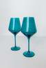 Estelle Colored Glass Set of 2 Wine Stemware - Teal - Thumbnail 1