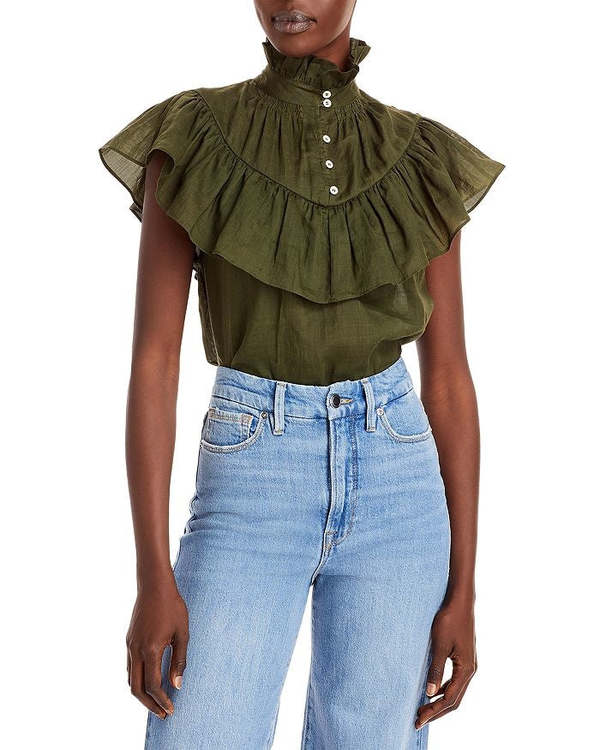 FRAME Ruffle Flounce Top - Fatigue | Garmentory