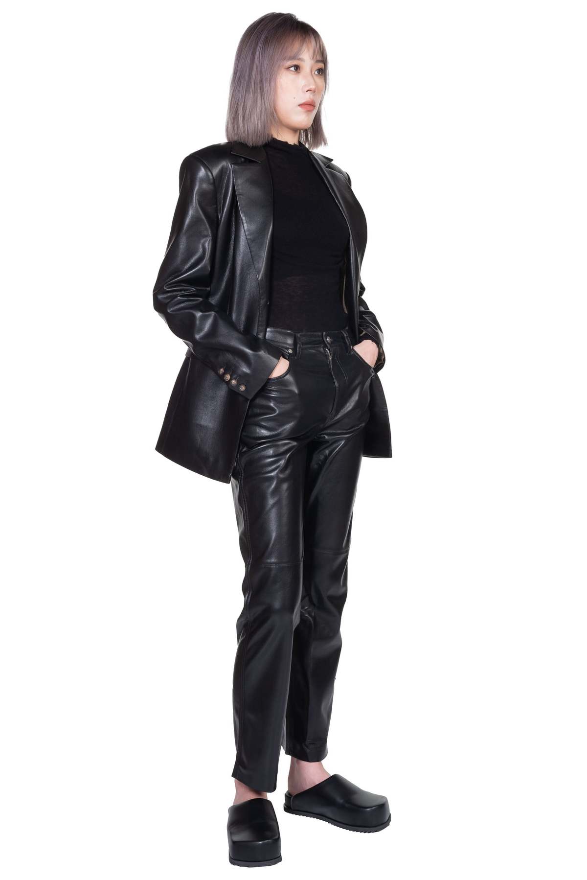 Nanushka Hathi Vegan Leather Blazer Black Garmentory