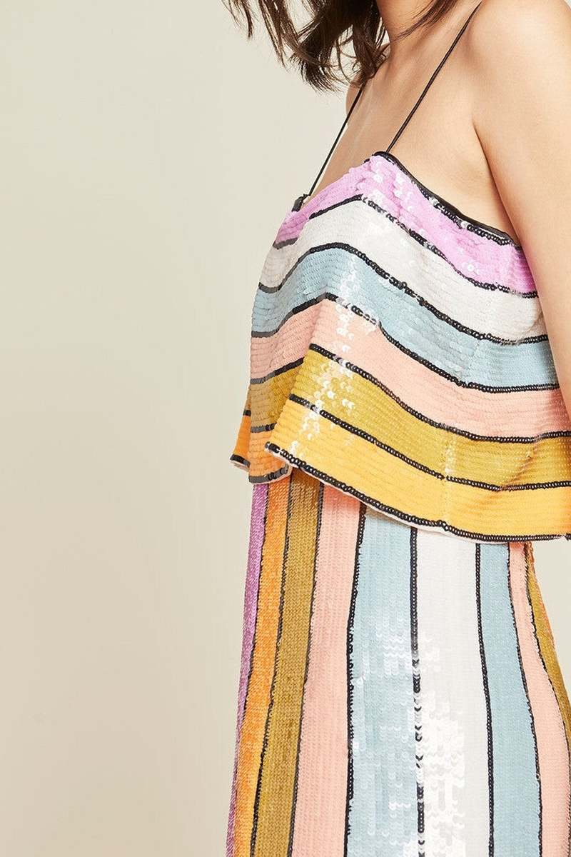veronica beard ivanna sequined midi dress Midi Dress Stripe Glitter Dress Veronica Beard Multi Sequin Stripe Ivanna Midi Dress