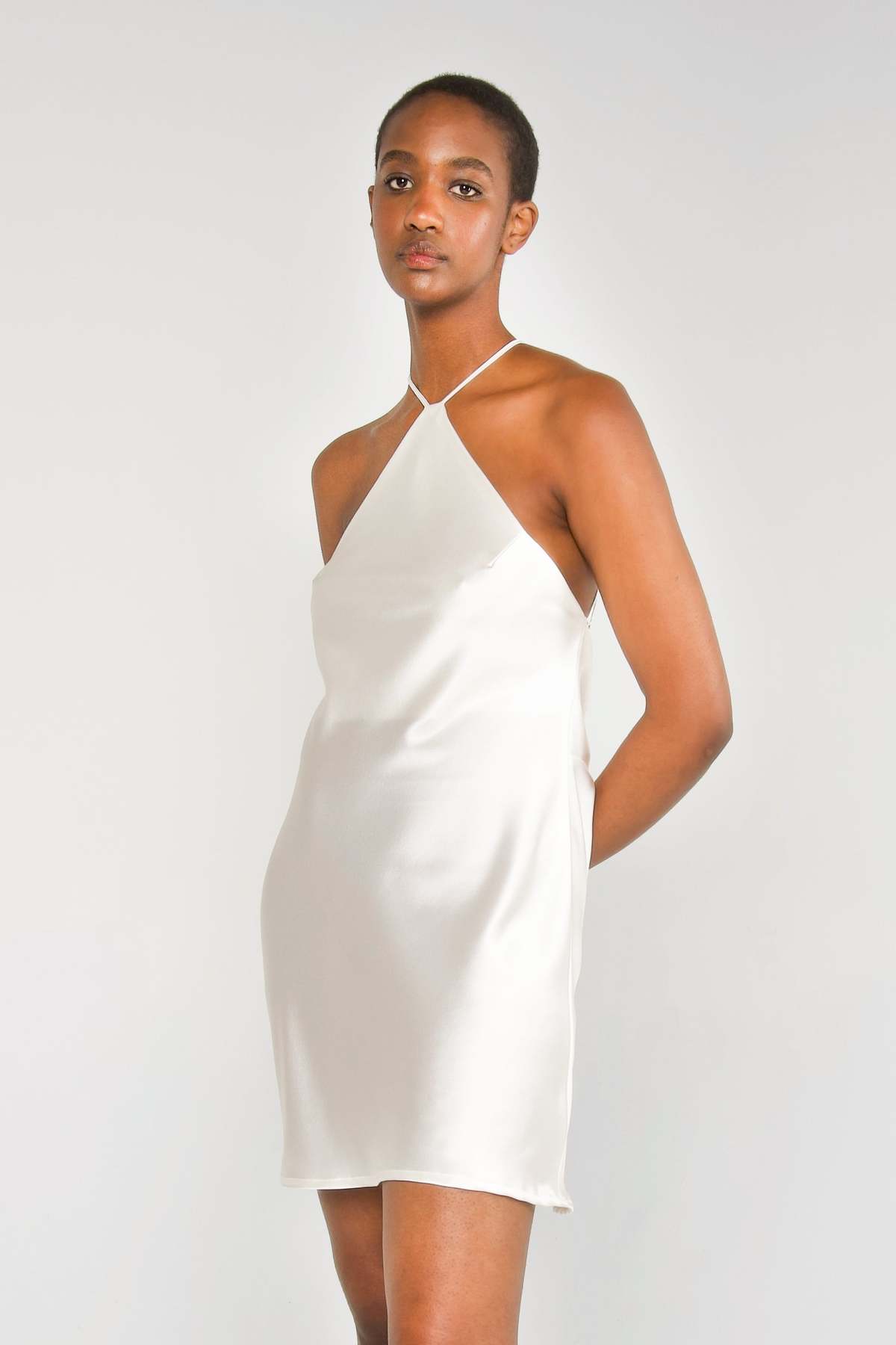PRADEGAL Fiona Silk Halter Dress - Ivory | Garmentory PRADEGAL Fiona Silk Halter Dress - Ivory | Garmentory