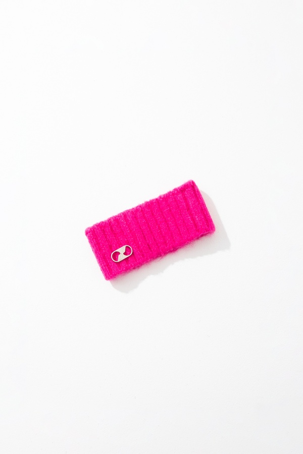 We11done Pink Embroidered Metal Logo Hairband We11done | Accessories | We1done Pink Embroidered Metal Logo  main image 3
