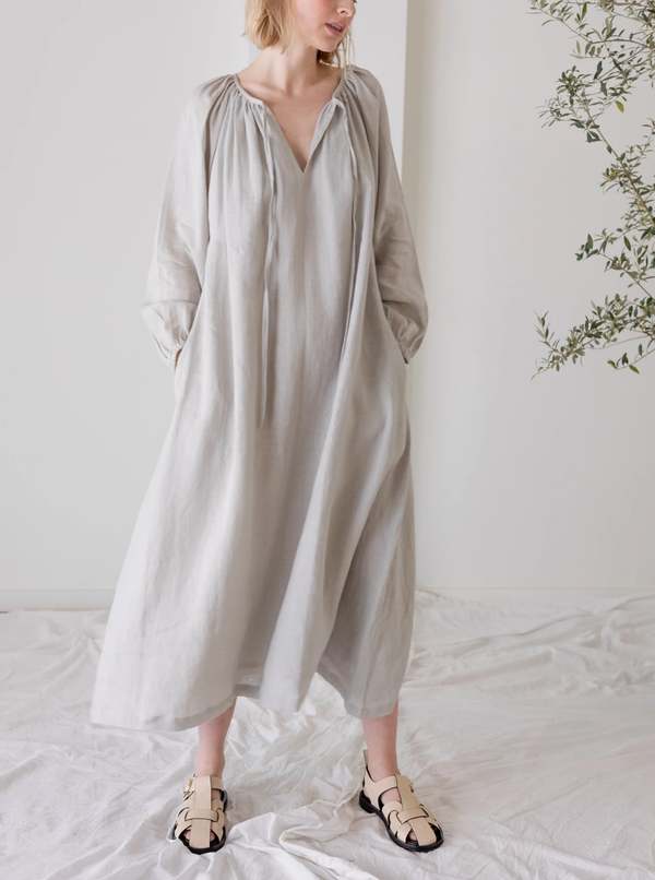 LAUDE the Label Emilie Dress - Sky Gray Linen | Garmentory LAUDE the Label Emilie Dress - Sky Gray Linen | Garmentory