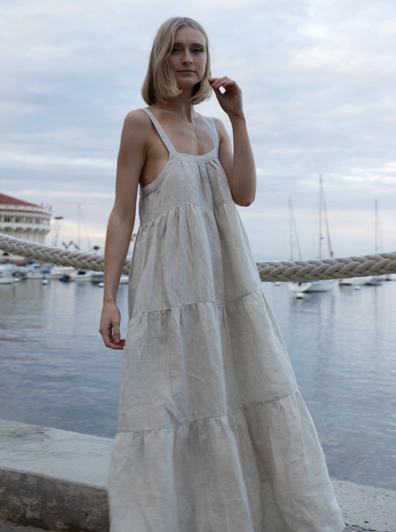 a line dress with slit A-Line Ruffles Appliques Corset Pink Long Prom Dress with Slit PSK604 US0 / Pink
