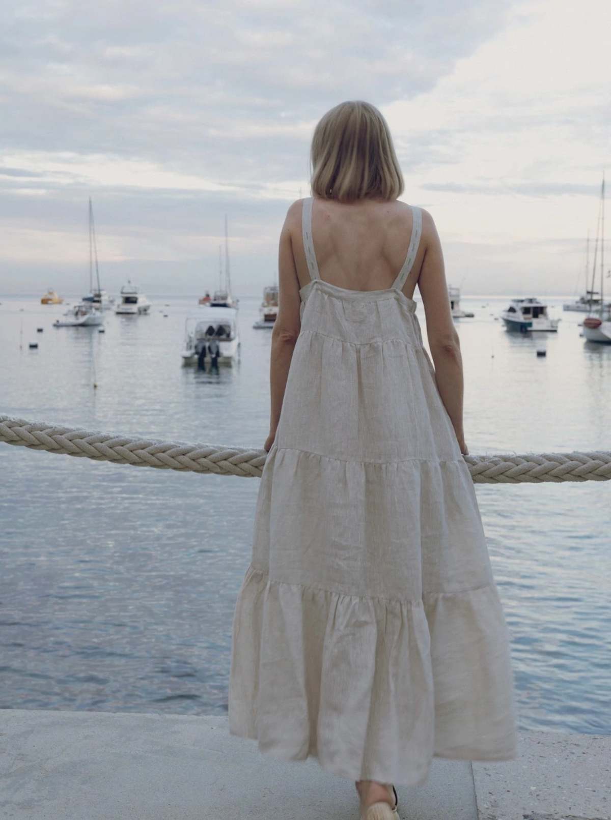 LAUDE the Label Strappy Tiered Maxi - Natural Linen | Garmentory