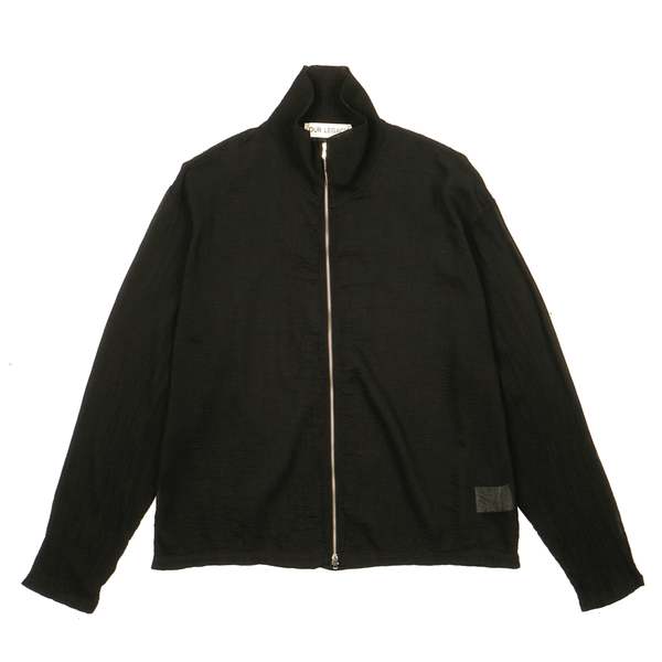Our Legacy SHRUNKEN FULL ZIP POLO - BLACK RAYON PLAIT | Garmentory
