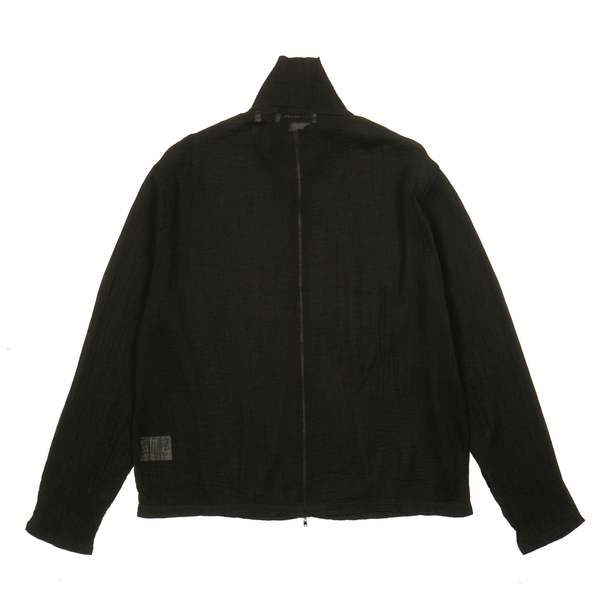 Our Legacy SHRUNKEN FULL ZIP POLO - BLACK RAYON PLAIT | Garmentory
