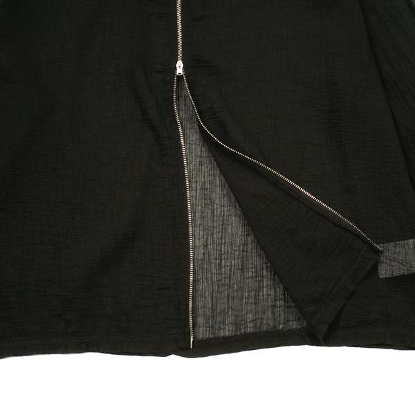 Our Legacy SHRUNKEN FULL ZIP POLO - BLACK RAYON PLAIT | Garmentory