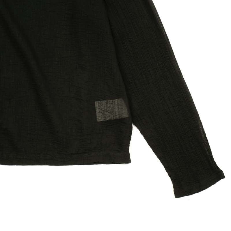 トップス SHRUNKEN FULLZIP POLO BLACK RAYON PLAIT Shrunken Full-Zip Polo in Black Rayon Plait – SVRN