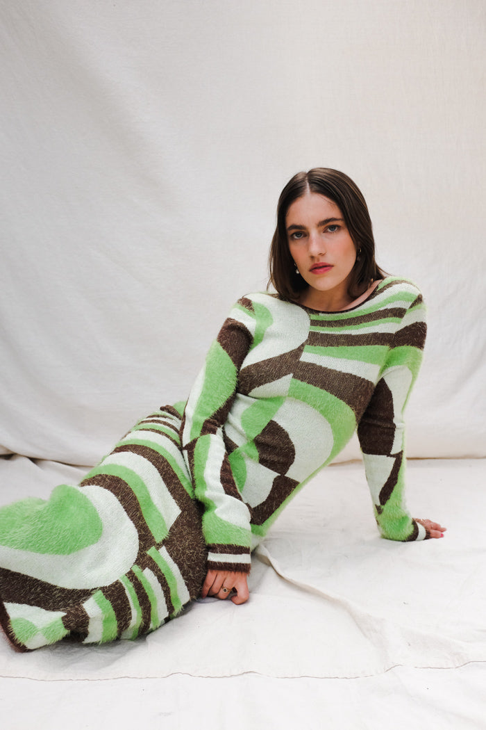 green hockney dress House of Sunny Land Cruise - Grass Green/Chocolate Galaxy hockney