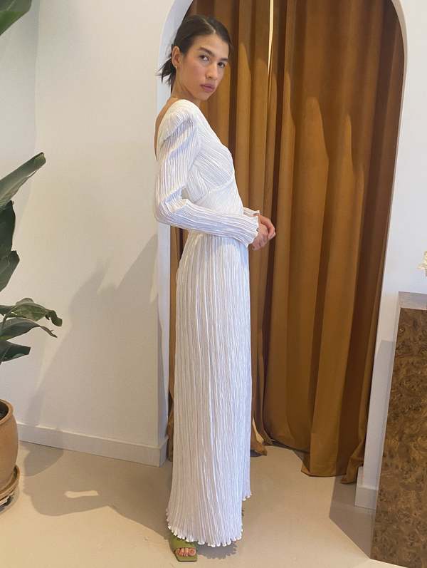 Vintage White Plisse Pleated Dress | Garmentory