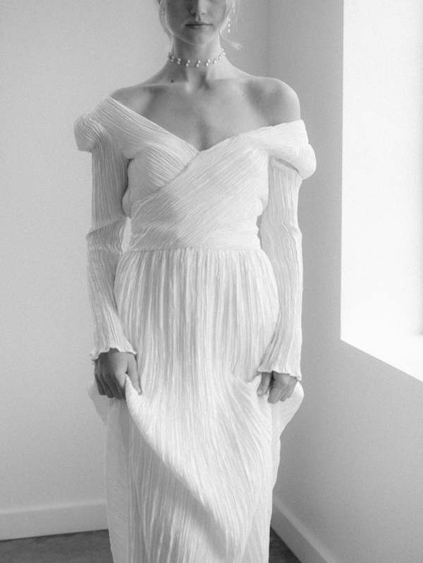 strapless open back dress Bezoar Pleated Organza Gown 14 main image 0