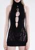 Danielle Guizio Crochet Knit Cut out Dress - Black - Thumbnail 3