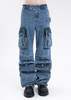 We11done Cargo Pants - Blue Multi Washed - Thumbnail 1