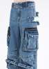 We11done Cargo Pants - Blue Multi Washed - Thumbnail 5
