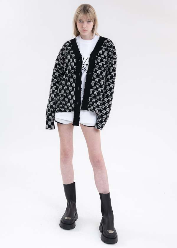 we11done カーディガン We11done Black WD1 Jacquared Cardigan | UJNG