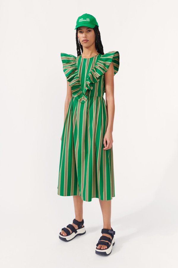 “BAUM UND PFERDGARTEN” ティアードミニドレス Green Abilene Dress by Baum und Pferdgarten – The Modu Shop