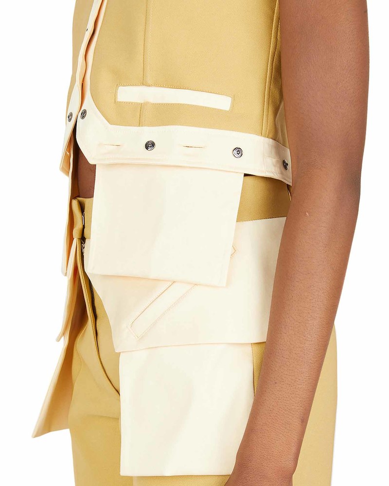 KIKO KOSTADINOV 立体裁断 デザインショートジャケット ブラウン Kiko Kostadinov Sleeveless with Cut-Out Detail Jacket