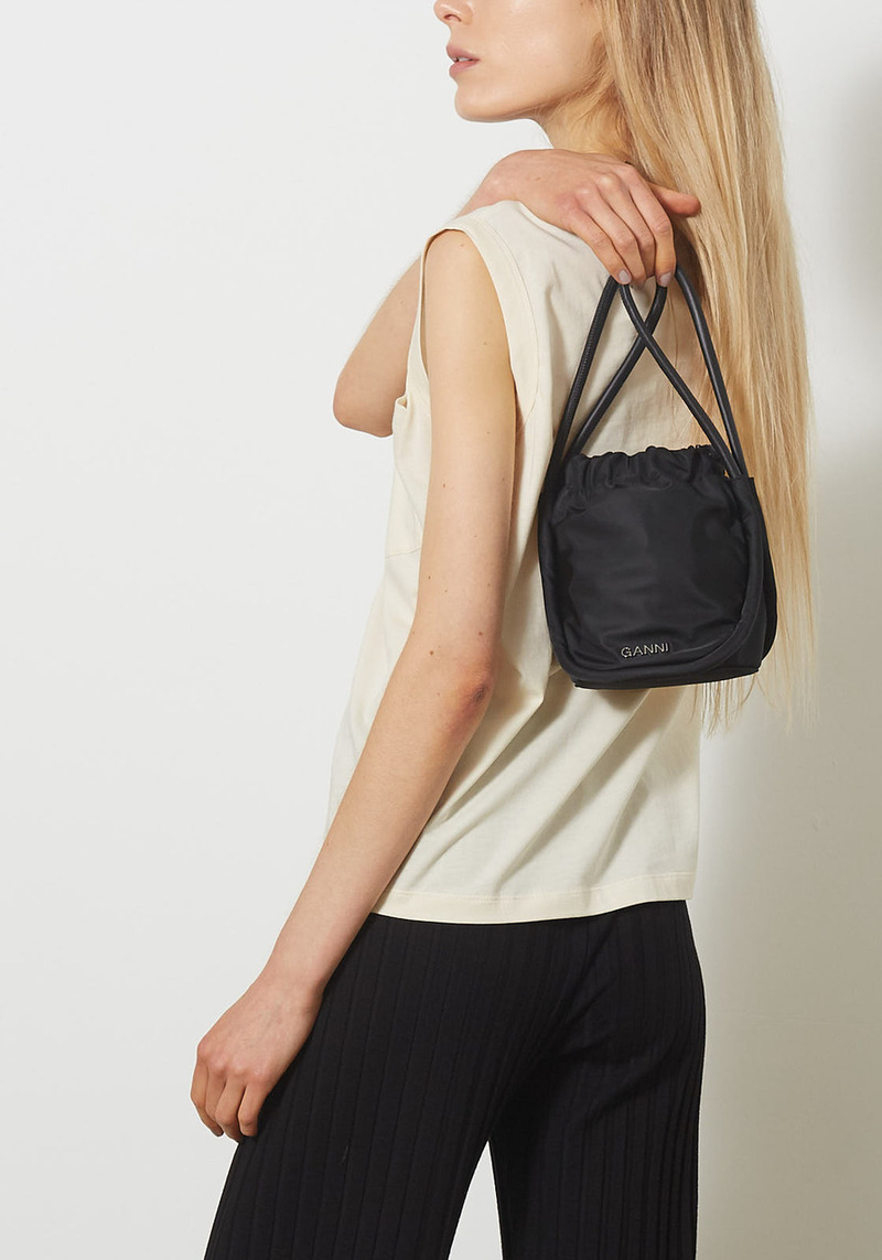 ショルダーバッグ・ポシェット Apo G Mini Crossbody - Ganni - Cotton - Black 関税込み】Apo G Mini Crossbody - Ganni - Cotton - Black