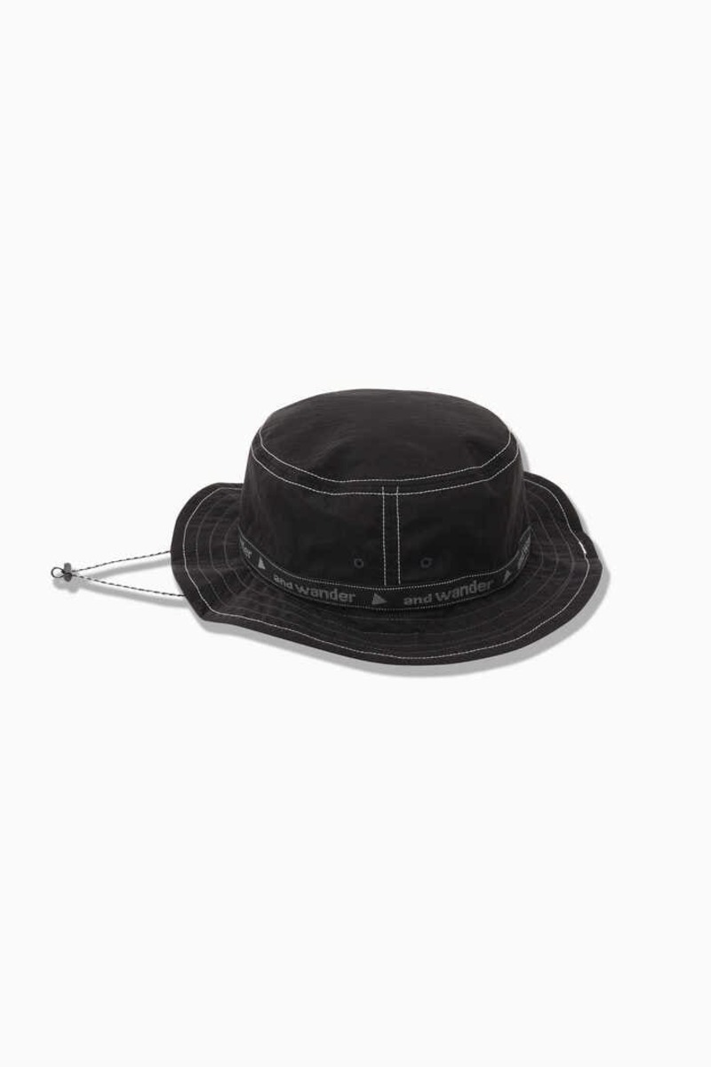 アンドワンダー JQ tape hat Black and wander Black JQ Tape Bucket Hat and Wander