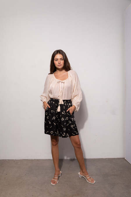 RUJUTA SHETH WIDE LEG SHORTS - AZTEC BLOCK PRINT