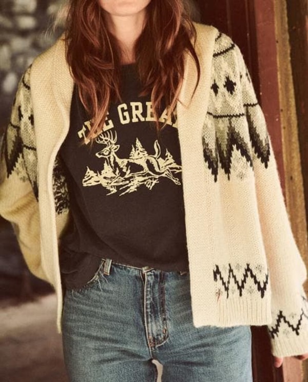 Winter Fair Isle Lodge Cardigan - Cream 
