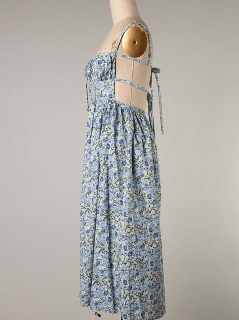 Emory Park Tie Back Midi Dress - Blue Floral | Garmentory