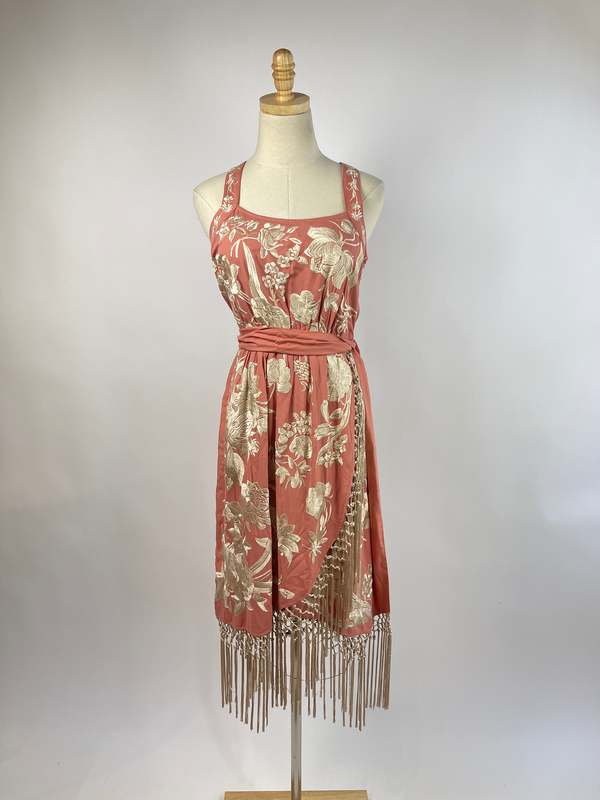 Anthropologie Embroidered Fringe Dress - Pink on Garmentory