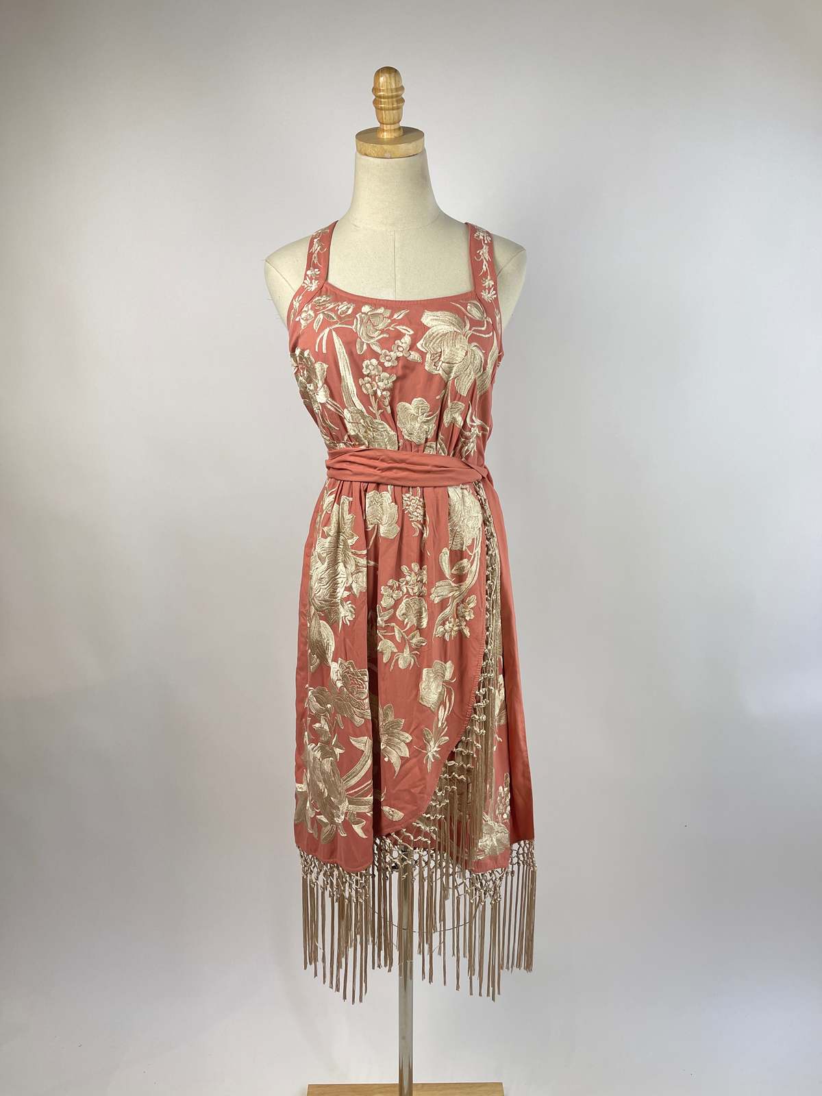 Anthropologie Embroidered Fringe Dress - Pink on Garmentory