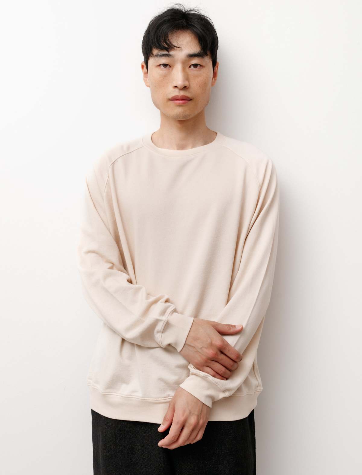 Comoli Cotton-Silk Inlay L/S T-Shirt - Ecru | Garmentory