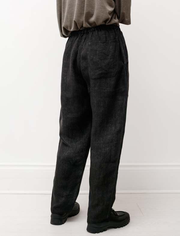 Comoli Linen Drawstring Pant - Black | Garmentory