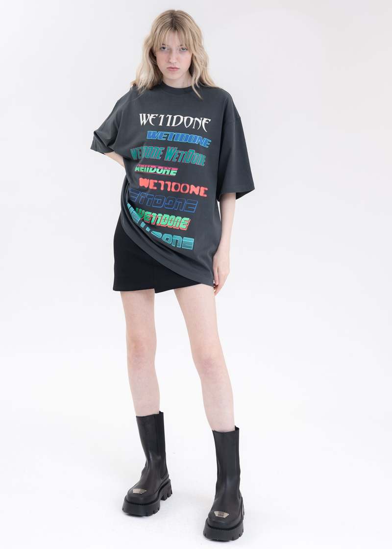WE11DONE MULTI LOGO T SHIRT - CHARCOAL | Garmentory