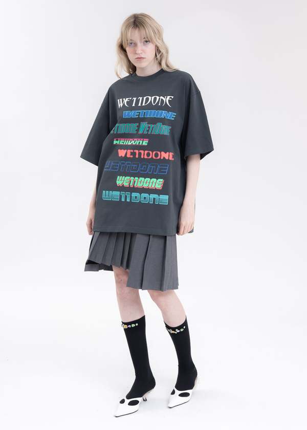 WE11DONE MULTI LOGO T SHIRT - CHARCOAL | Garmentory